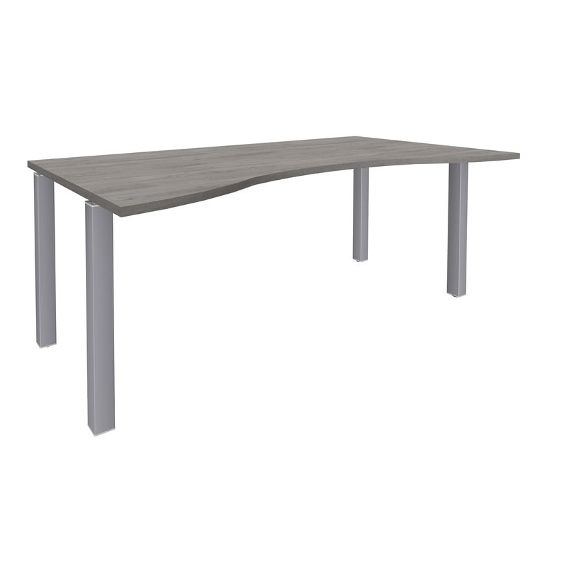 3253310165335-Bureau vague symétrique EXPRIM - L180 cm - Plateau imitation Chêne gris - Pieds alu-P_79432414_1-0