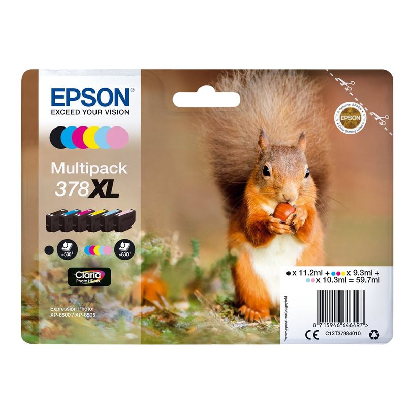 8715946646497-Epson 378XL Ecureuil - pack de 6 - noir, cyan, magenta, jaune, magenta clair, cyan clair - -P_79434120_2-1