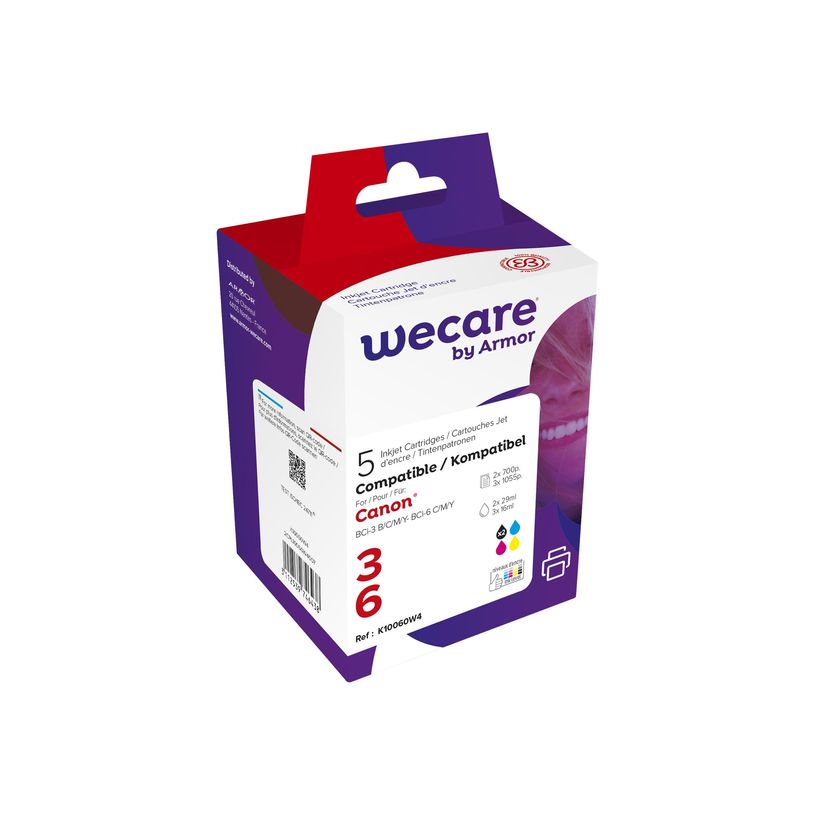 3112539746438-Cartouche compatible Canon BCI-3E/BCI-6 - pack de 5 - noir x2, cyan, magenta, jaune - Wecar-P_79434187_1-0
