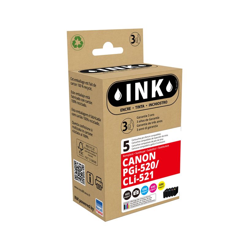 8720282010659-Cartouche compatible Canon PGI-520/CLI-521 - pack de 5 - noir photo, noir, cyan, magenta, j-P_79434196_1-0