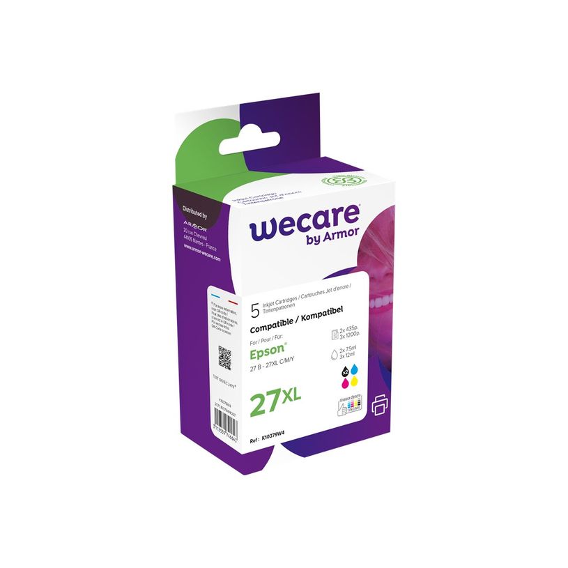 3112539746643-Cartouche compatible Epson 27 Réveil - pack de 5 - noir x2, cyan, magenta, jaune - Wecare-P_79434208_1-0