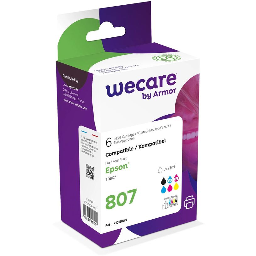 8715057210211-Cartouche compatible Epson T0806 Colibri - pack de 4 - noir, cyan, magenta, jaune - Wecare-P_79434453_2-1