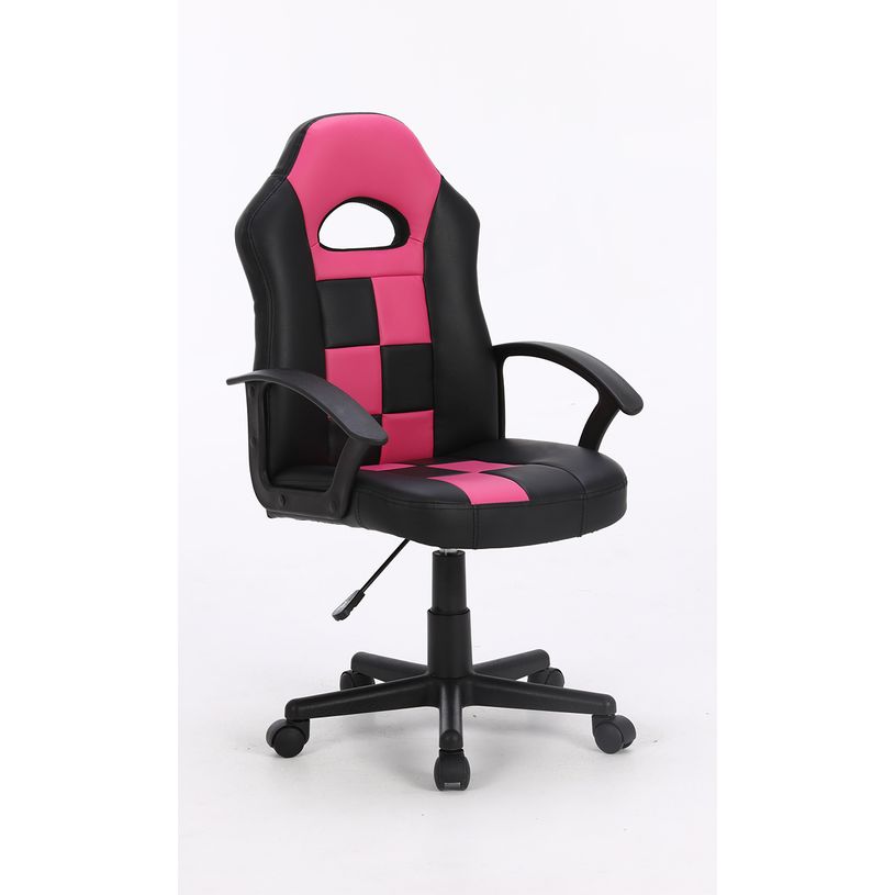 3701338800672-Fauteuil gamer FORMULE 1 - accoudoirs fixes - noir et rose-P_79438606_2-1