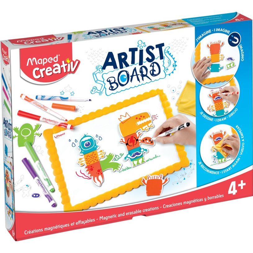 3154149071005-Maped Creativ Artist Board - Kit ardoise aimants effaçables avec marqueurs - créatures m-P_79438696_12-0