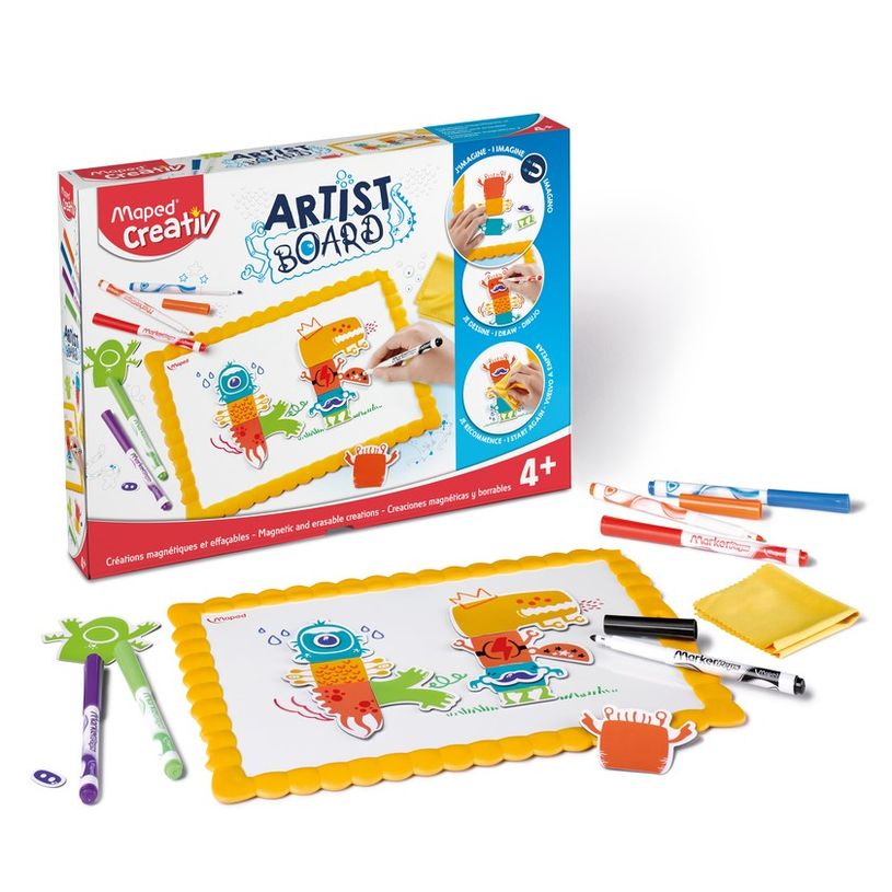 3154149071005-Maped Creativ Artist Board - Kit ardoise aimants effaçables avec marqueurs - créatures m-P_79438696_13-1