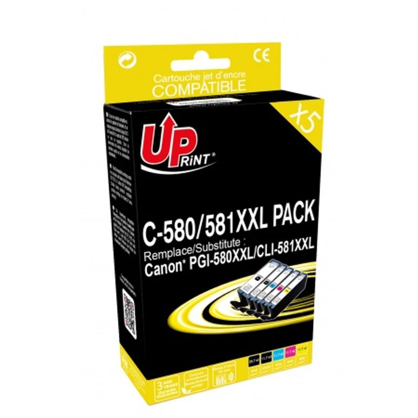 3584770907334-Cartouche compatible Canon CLI-581XXL/PGI-580XXL - pack de 5 - noir, noir photo, cyan, mage-P_79440466_1-0