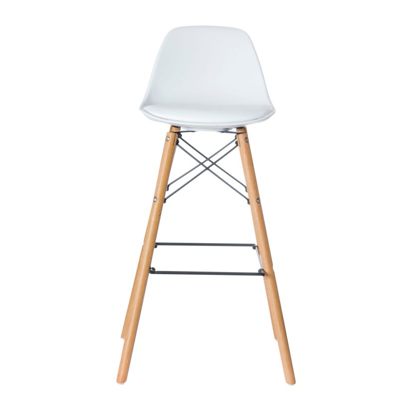 3660141230307-Lot de 2 tabourets haut STEELWOOD - pied hêtre - assise blanche-P_79441208_1-0