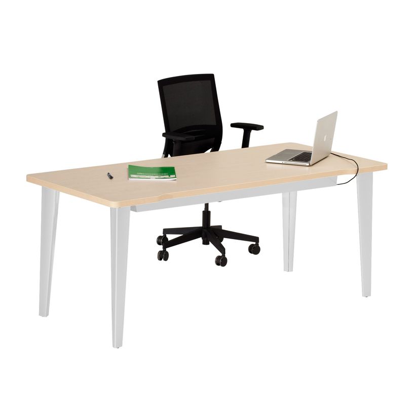 2012349455609-Bureau EVIDENCE - 80 cm - Pieds aluminium - Plateau imitation érable-P_79441361_1-0