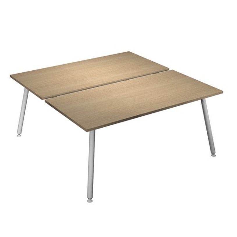 2012349509876-Bureau Bench LEONARDO - L120 x H74 x P168 - Pieds métal blancs - Chêne-P_79441634_1-0