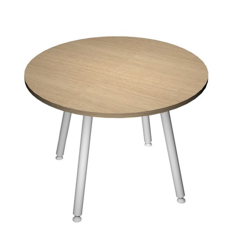 2012349510117-Table ronde - H105 cm - 100 cm - 4 Pieds blanc - plateau imitation chêne-P_79441646_1-0