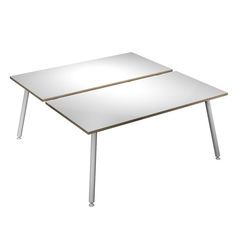 2012349510315-Bureau Bench LEONARDO - L180 x H74 x P168 - Pieds métal blancs - Blanc chants chêne-P_79441656_1-0
