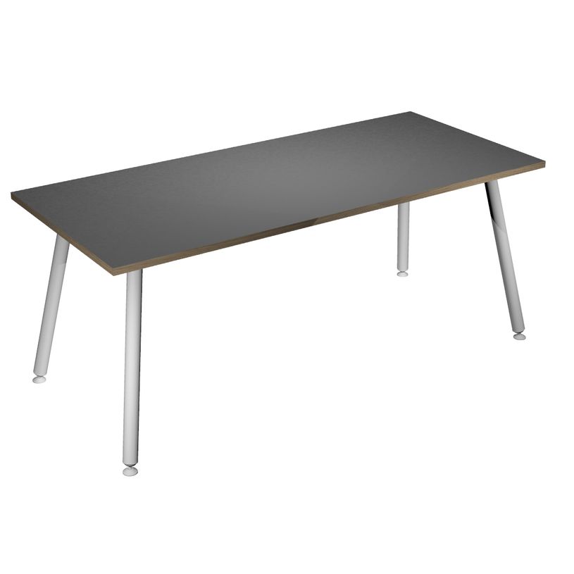 2012349510599-Bureau LEONARDO - 180 cm - Pieds métal blancs - Anthracite chants chêne-P_79441670_1-0