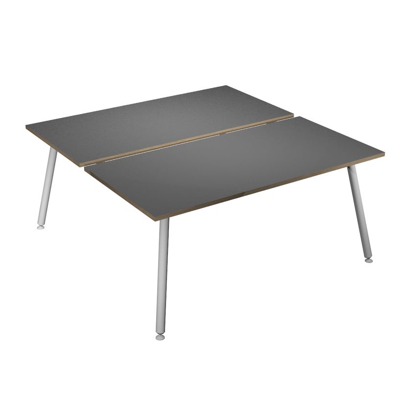 2012349510674-Bureau Bench LEONARDO - L160 x H74 x P168 - Pieds métal blancs - Anthracite chants chêne-P_79441674_1-0