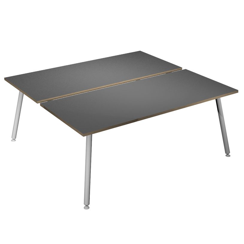 2012349510698-Bureau Bench LEONARDO - L180 x H74 x P168 - Pieds métal blancs - Anthracite chants chêne-P_79441675_1-0