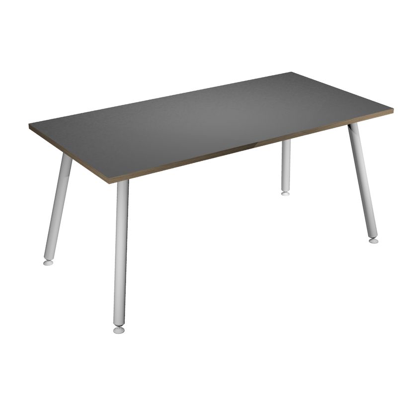 2012349510810-Table haute - 160 x 80 x 105 cm - Pieds métal blancs - Anthracite chants chêne-P_79441681_1-0