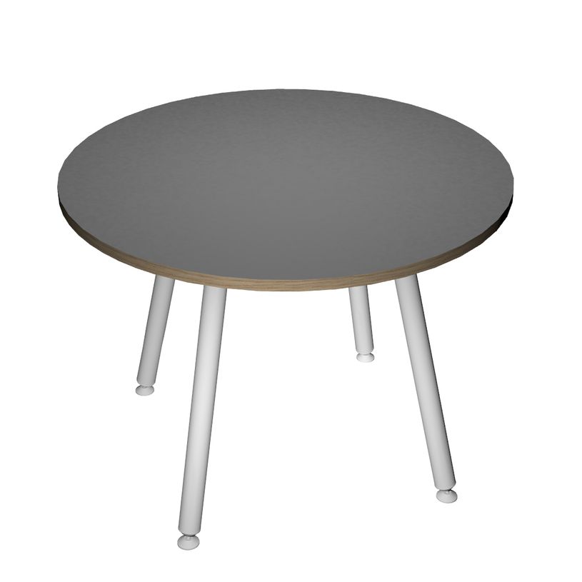 2012349510872-Table ronde - H105 cm - 100 cm - 4 Pieds blanc - plateau anthracite-P_79441684_1-0