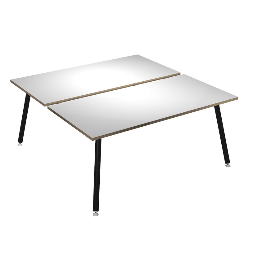 2012349511459-Bureau Bench LEONARDO - L180 x H74 x P168 - Pieds métal noirs - Blanc chants chêne-P_79441713_1-0