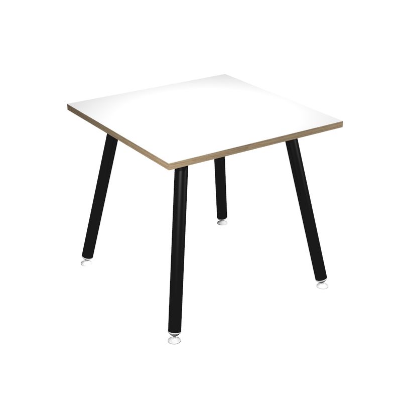 2012349511510-Table haute - 80 x 80 x 105 cm - Pieds métal noirs - Blanc chants chêne-P_79441716_1-0