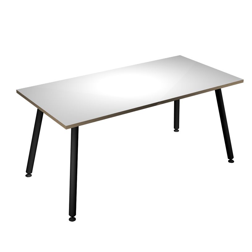 2012349511558-Table haute - 140 x 80 x 105 cm - Pieds métal noirs - Blanc chants chêne-P_79441718_1-0