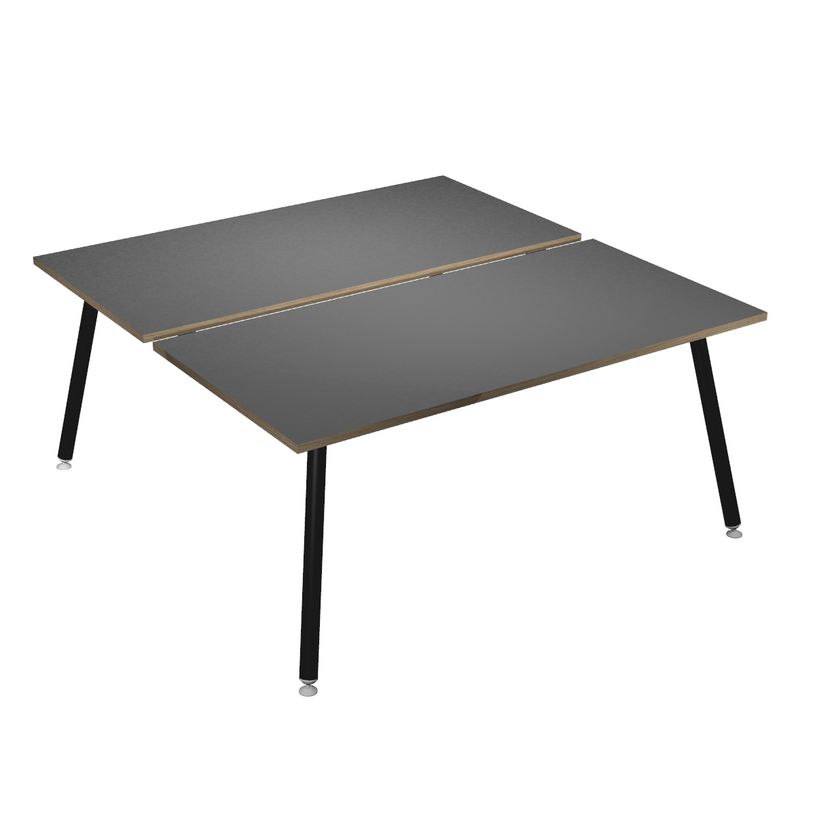 2012349511817-Bureau Bench LEONARDO - L160 x H74 x P168 - Pieds métal noirs - Anthracite chants chêne-P_79441731_1-0