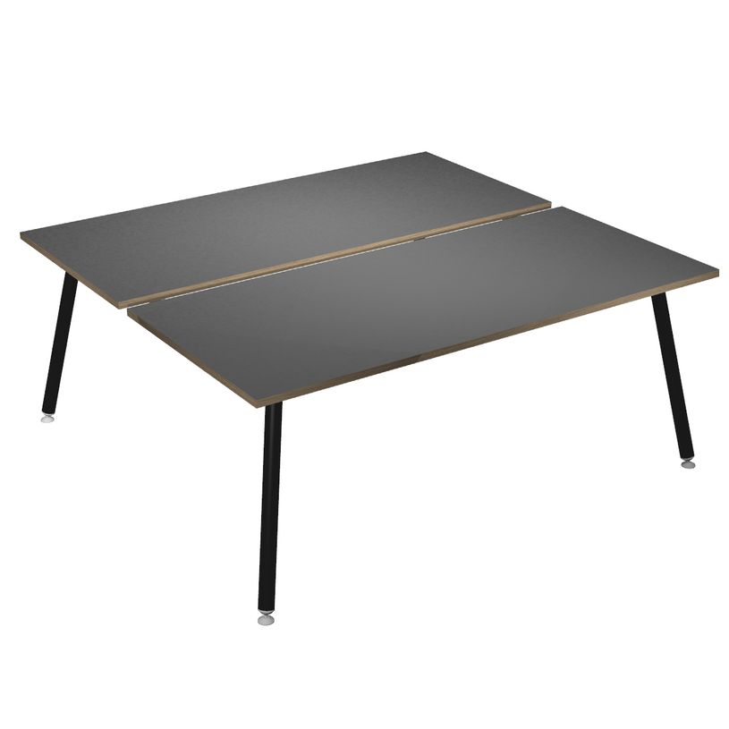 2012349511831-Bureau Bench LEONARDO - L180 x H74 x P168 - Pieds métal noirs - Anthracite chants chêne-P_79441732_1-0