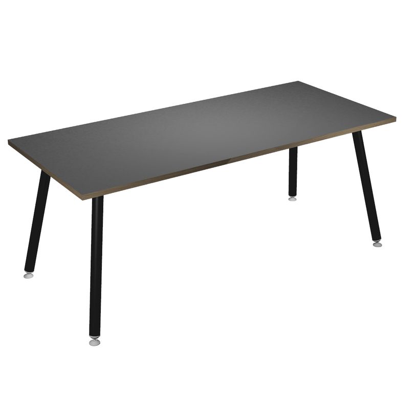 2012349511978-Table haute - 180 x 80 x 105 cm - Pieds métal noirs - Anthracite chants chêne-P_79441739_1-0