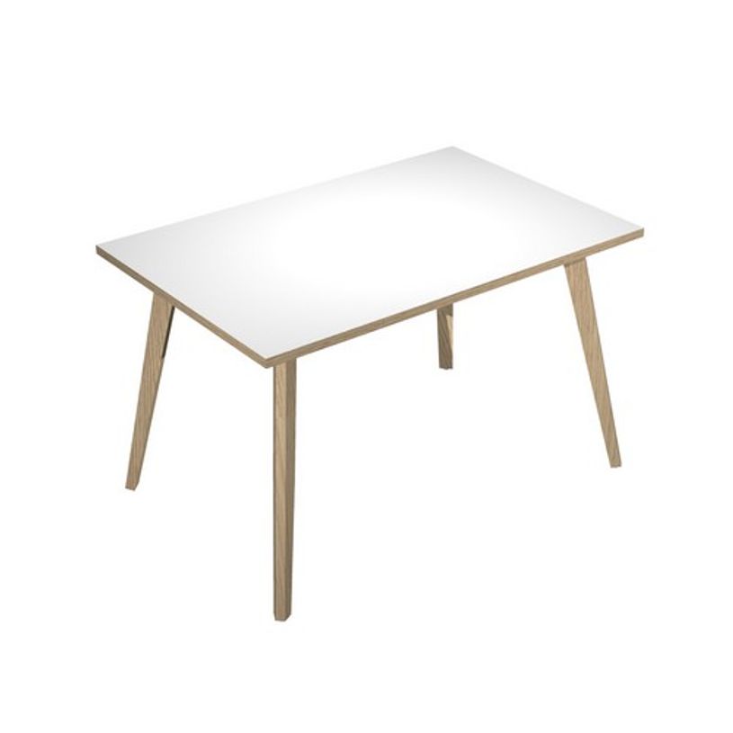 2012349512432-Bureau LEONARDO - 120 cm - Pieds bois - Blanc chants chêne-P_79441762_1-0