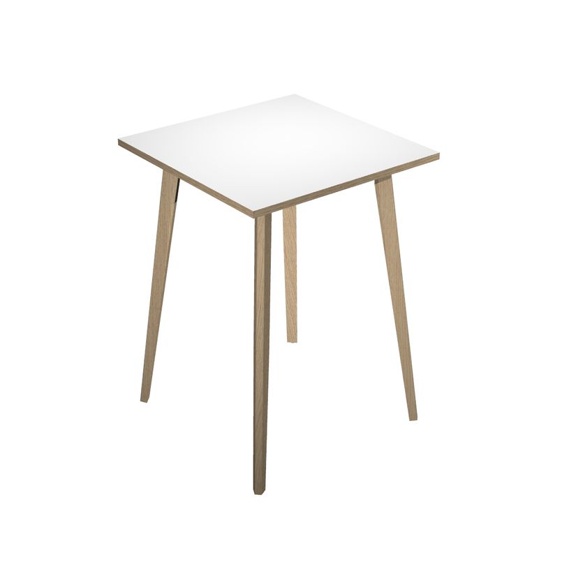 2012349512654-Table haute - 80 x 80 x 105 cm - Pieds bois - Blanc chants chêne-P_79441773_1-0