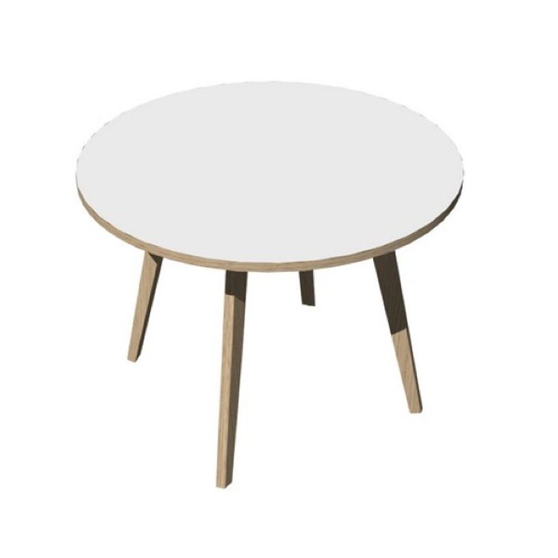 2012349512777-Table ronde - H105 cm - 100 cm - 4 Pieds bois - plateau blanc-P_79441779_1-0