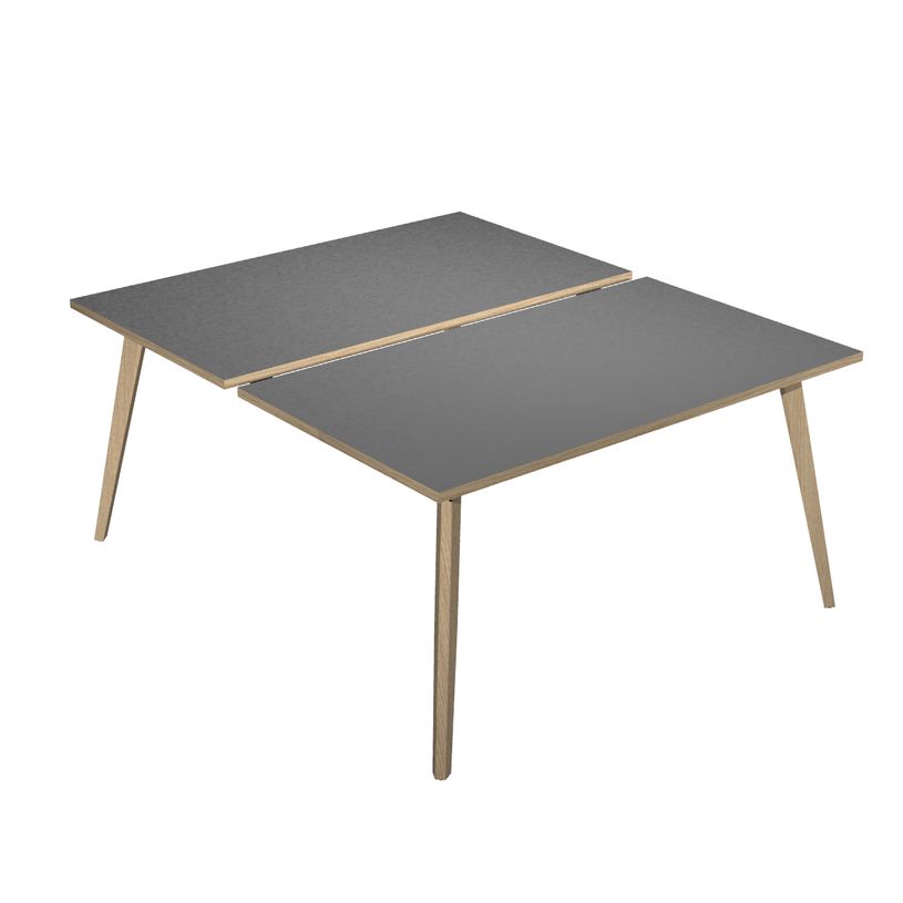 2012349512951-Bureau Bench LEONARDO - L120 x H74 x P168 - Pieds bois - Anthracite chants chêne-P_79441788_1-0