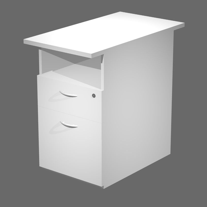 2012349513446-Caisson de bureau - Profondeur 80 cm - 1 niche et 2 tiroirs - Blanc-P_79441812_1-0