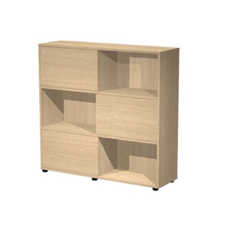 2012349515143-Bibliothèque mi-haute TETRIS  - L120 x H116,2 x P35 - Corps et portes chêne-P_79441897_1-0