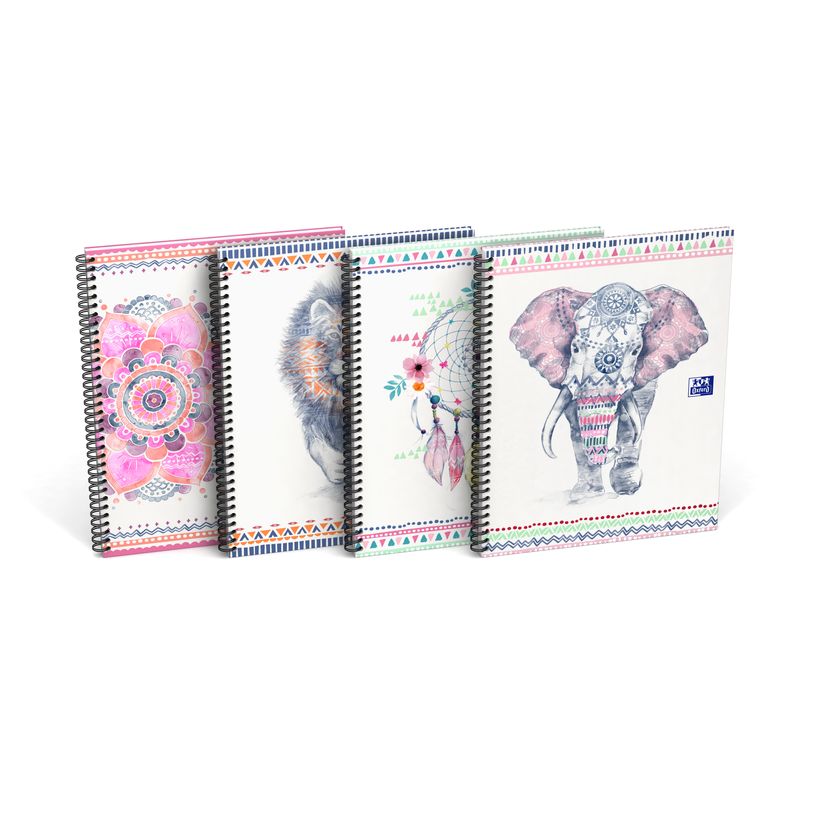 3020120144917-Oxford Boho Chic - Cahier spiralé A4+ - 120 pages - ligné-P_79444620_3-0