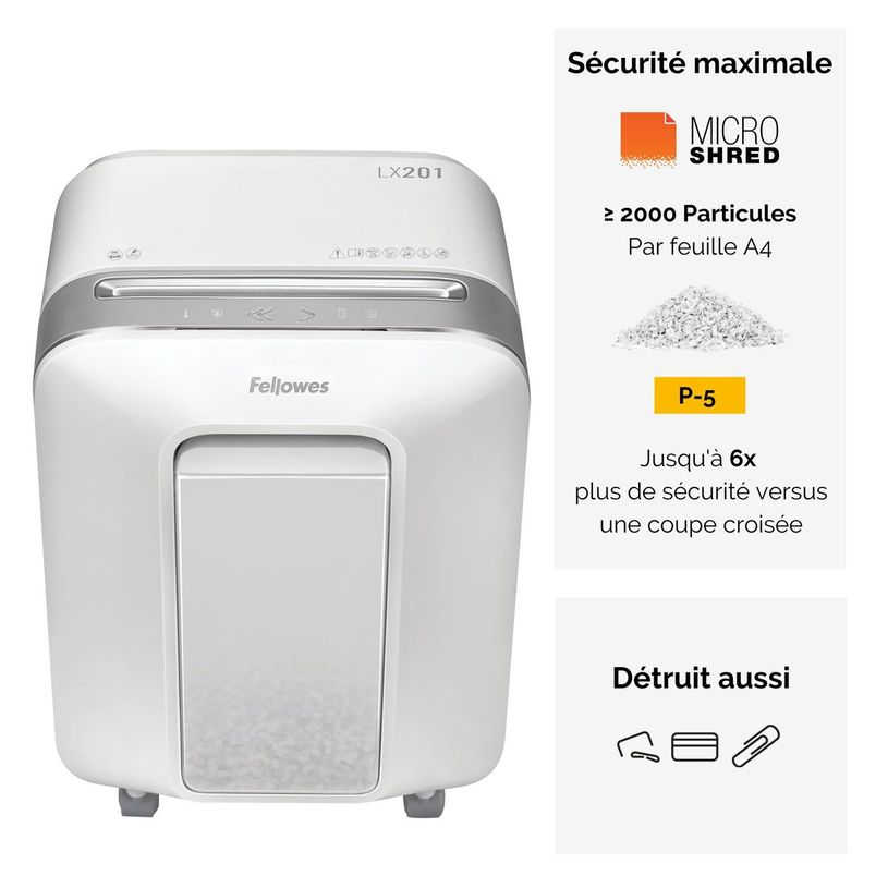 0043859751525-Fellowes Powershred LX201 - destructeur de documents coupe croisée microparticules - 12 feuilles -P_79445440_7-3