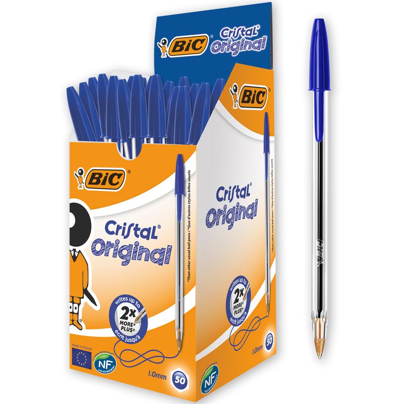 0400999996498-BIC Cristal - 50 Stylos à bille - bleu - 1 mm - pointe moyenne-P_99999649_1-0